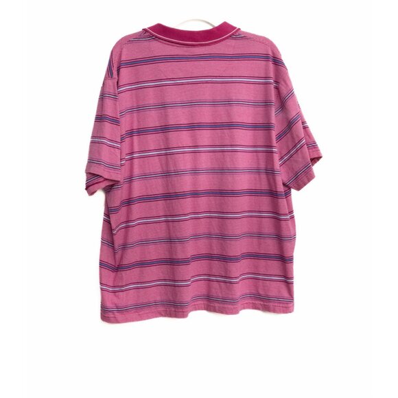 Saddlebred Striped Polo Shirt Short Sleeve Button Collar Pocket Mens Size XXL Pi - Picture 5 of 8